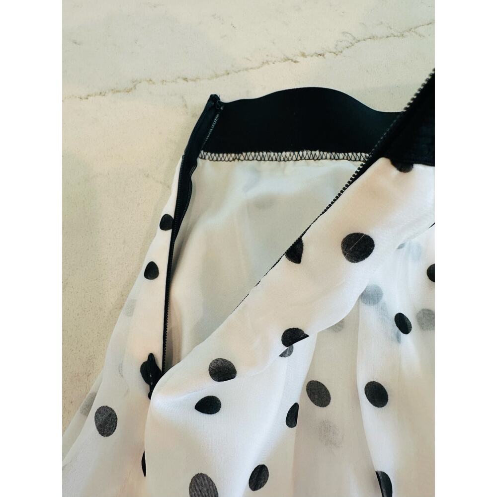 White House Black Market Polka Dot Skirt Knee Length Flowy Chic Timeless Glam 4 - Picture 6 of 9